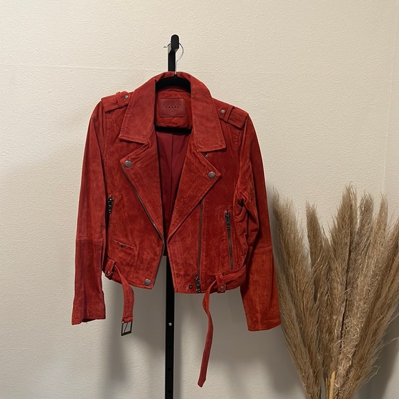 Blank NYC red suede moto jacket, size medium - Picture 1 of 7